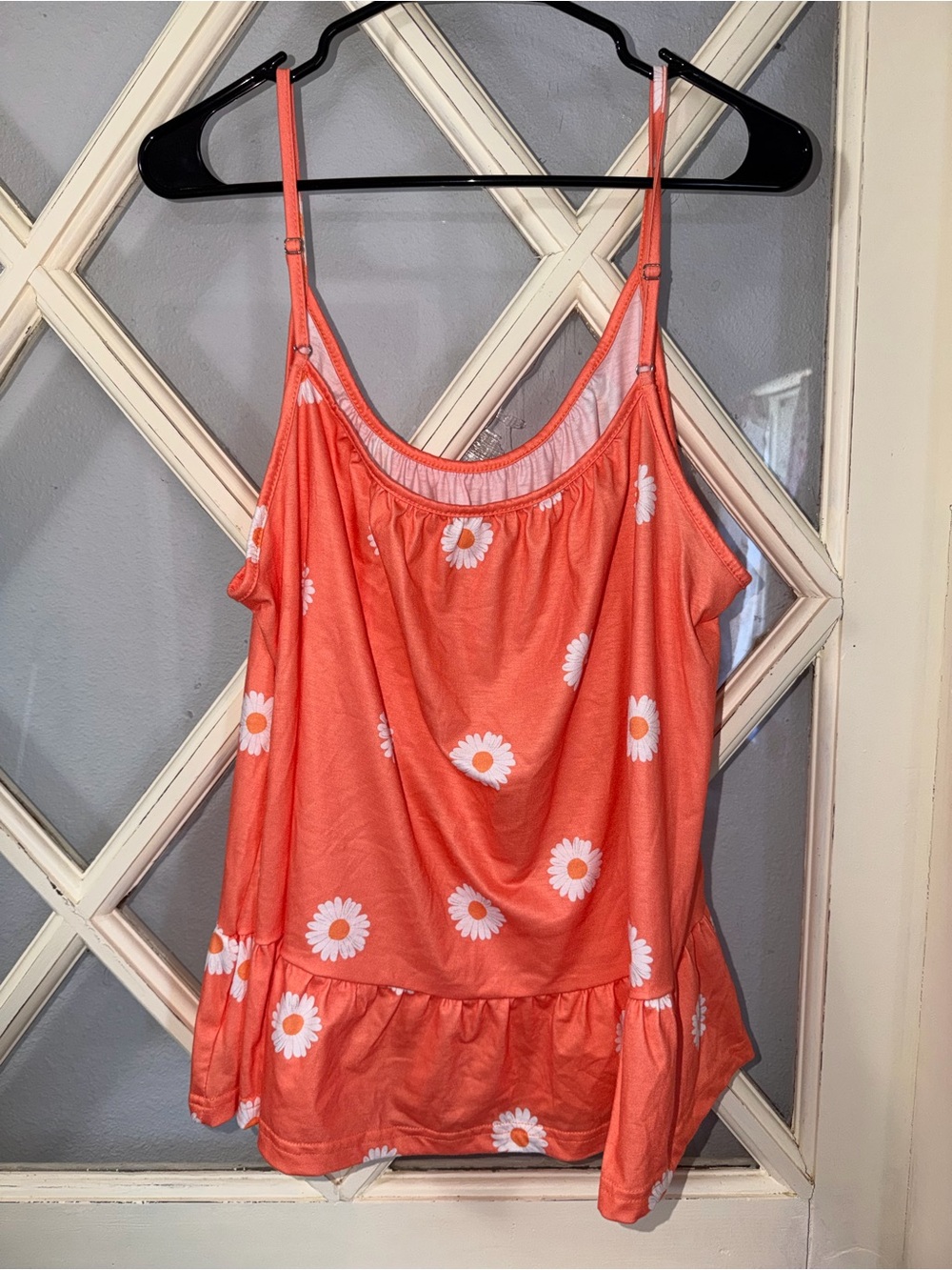 SHEIN Coral Daisy Ruffle-Hem Cami